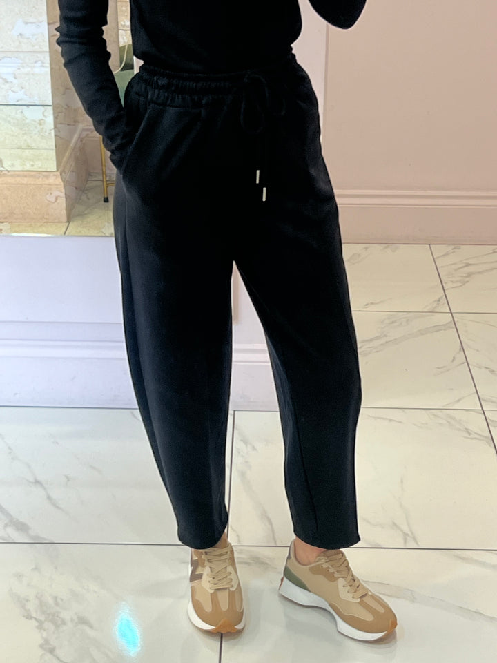 Evie Black Super Soft Seam Front Tapered Trousers