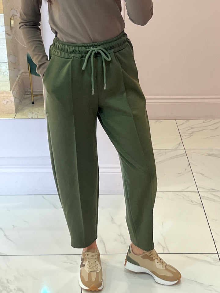 Evie Khaki Super Soft Seam Front Tapered Trousers