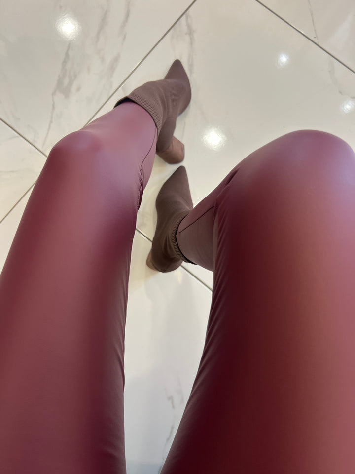 Molly Wine Faux Leather Leggings
