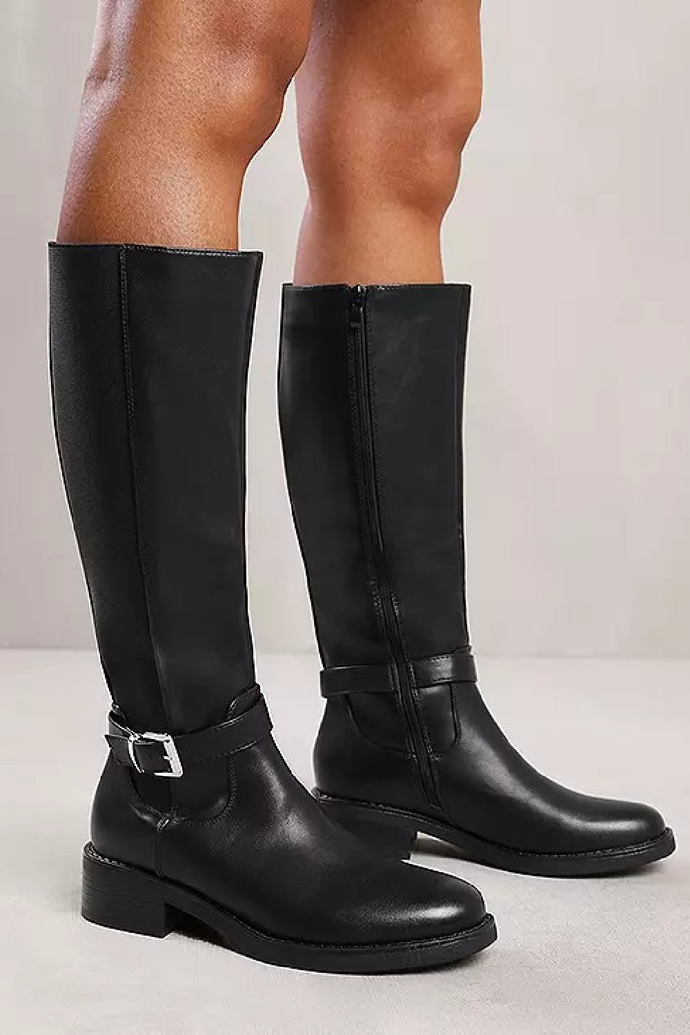 Elise Black Knee High Elasticated Stretch Boots