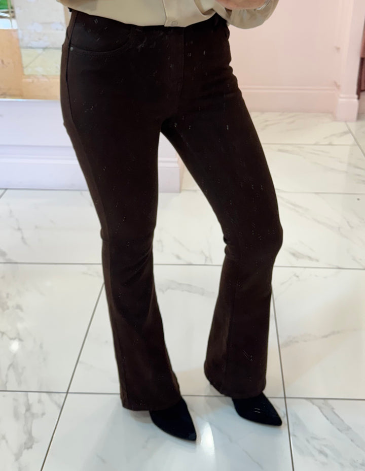 Hadley Chocolate Brown Stretch kick Flare Jeans