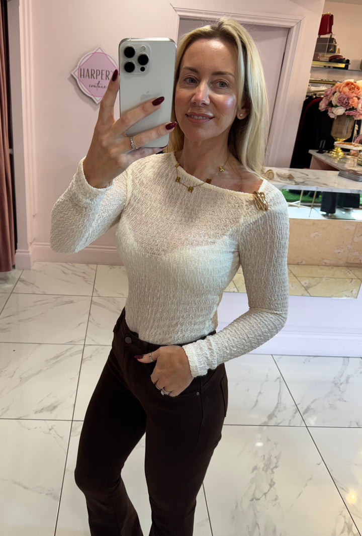 Anais Textured Gold Detail Bodysuit