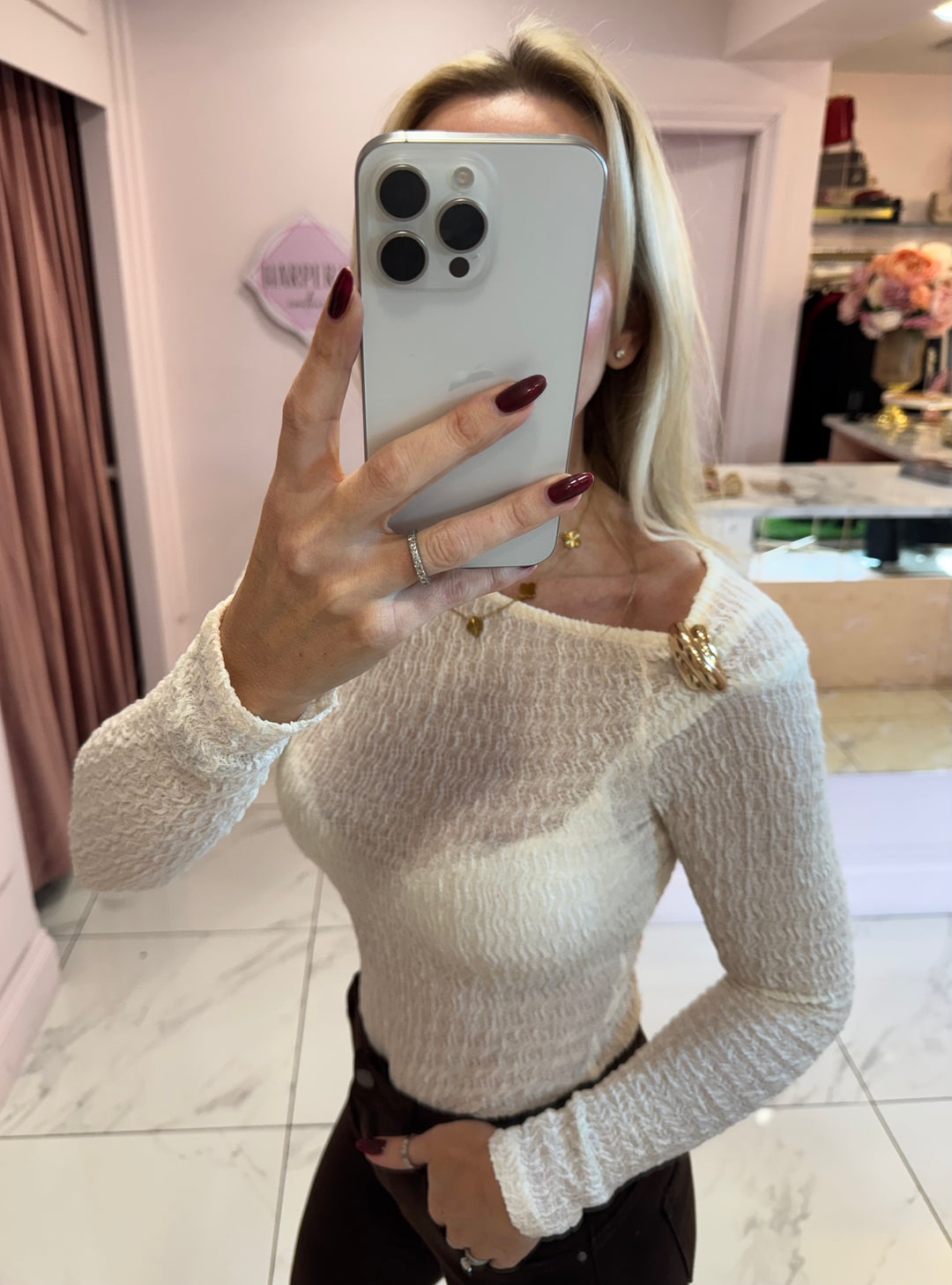 Anais Textured Gold Detail Bodysuit