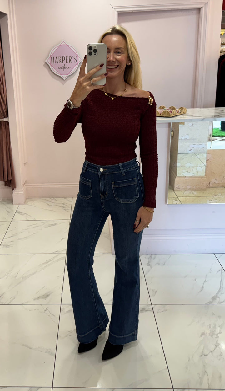 Anais Textured Gold Detail Bodysuit