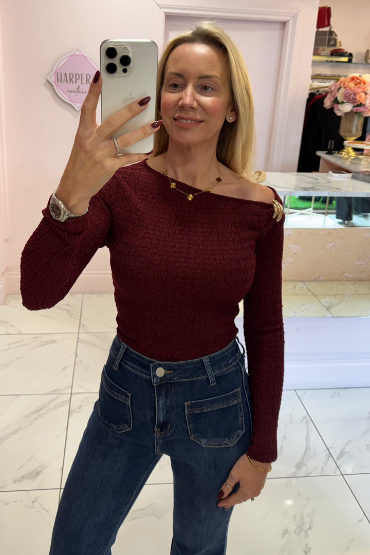 Anais Textured Gold Detail Bodysuit