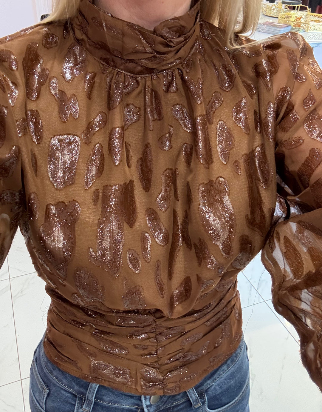 Angelina Chocolate Leopard Print Top