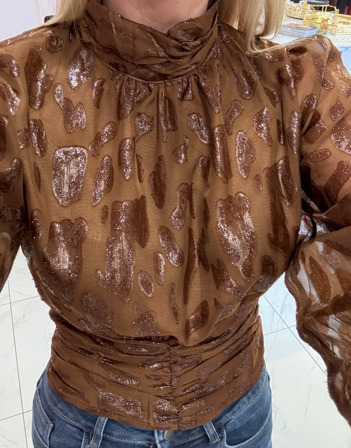 Angelina Chocolate Leopard Print Top