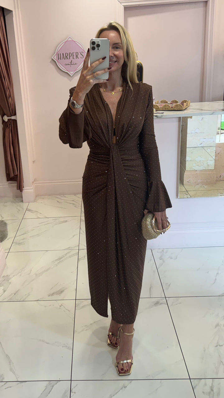 Selina Sparkle Embellished Diamanté Midi Dress