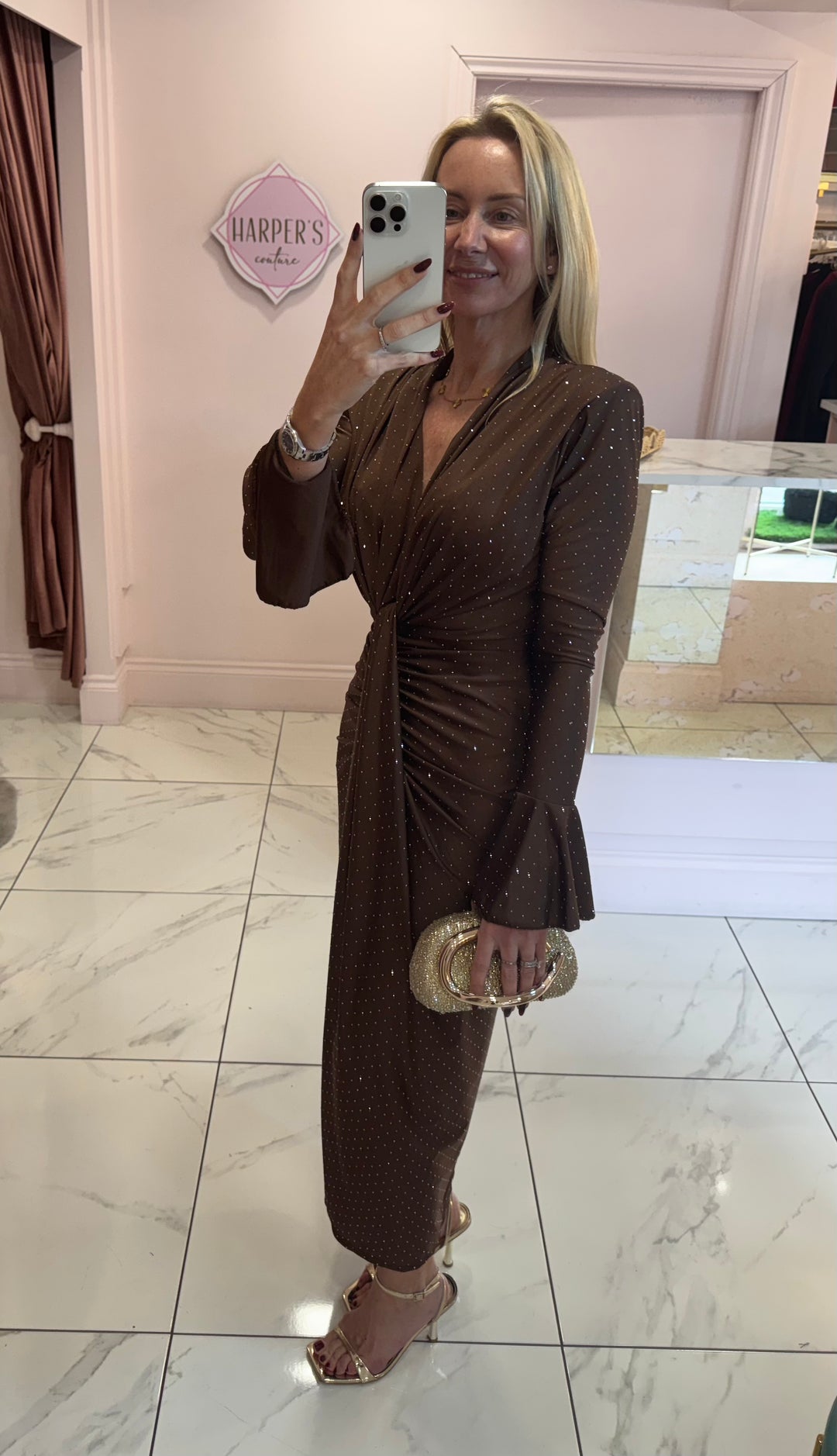 Selina Sparkle Embellished Diamanté Midi Dress