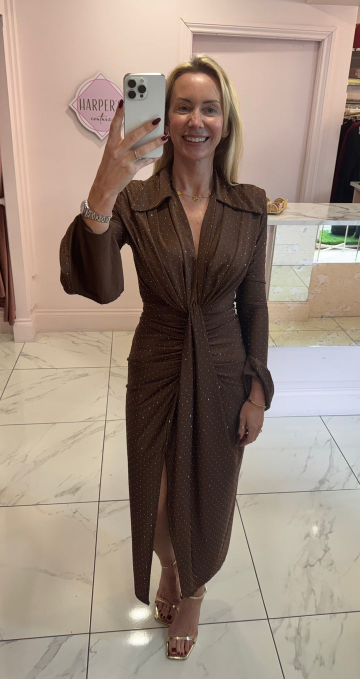 Selina Sparkle Embellished Diamanté Midi Dress