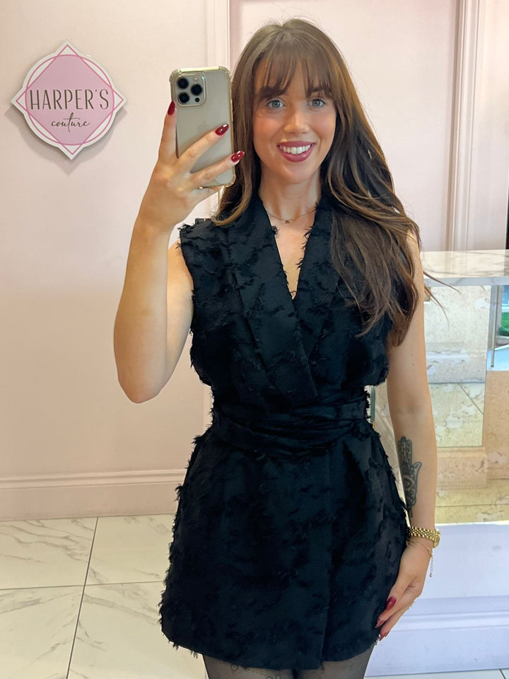 Bella Textured Fabric Elasticated Waist Playsuit