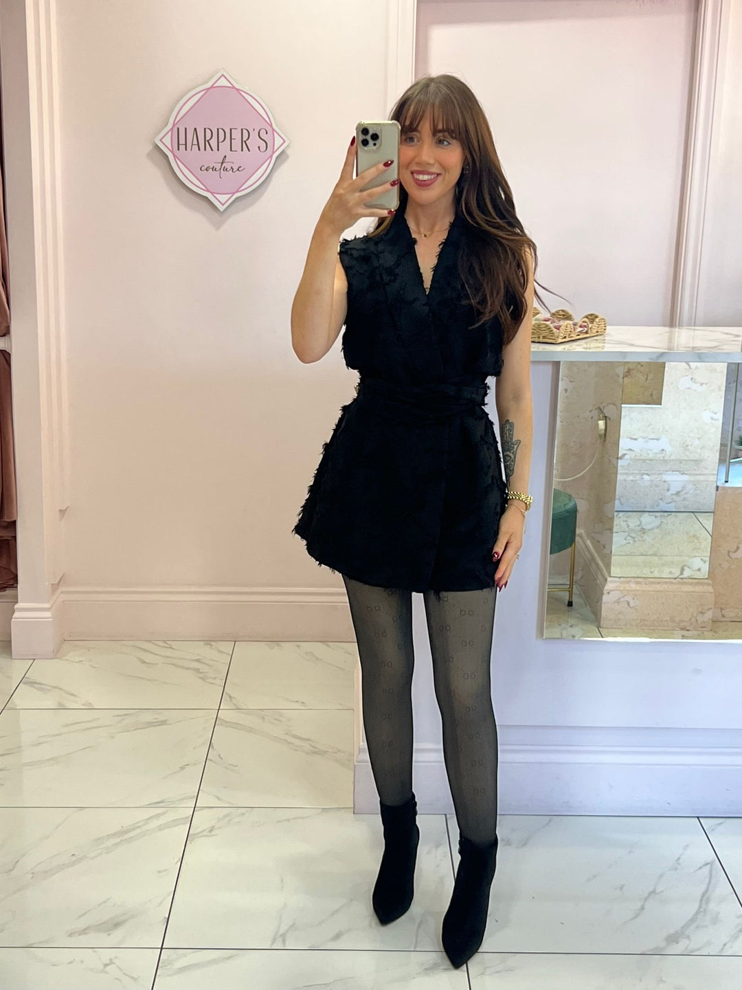 Bella Textured Fabric Elasticated Waist Playsuit