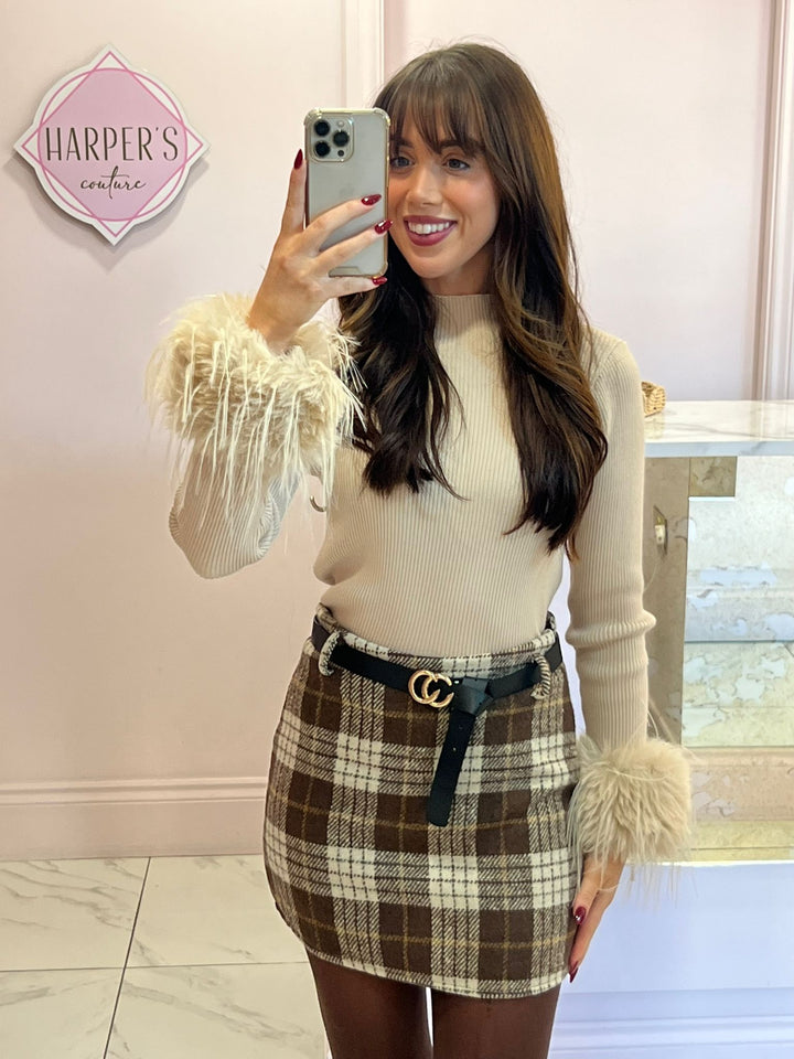 Maya Belted Check Skirt