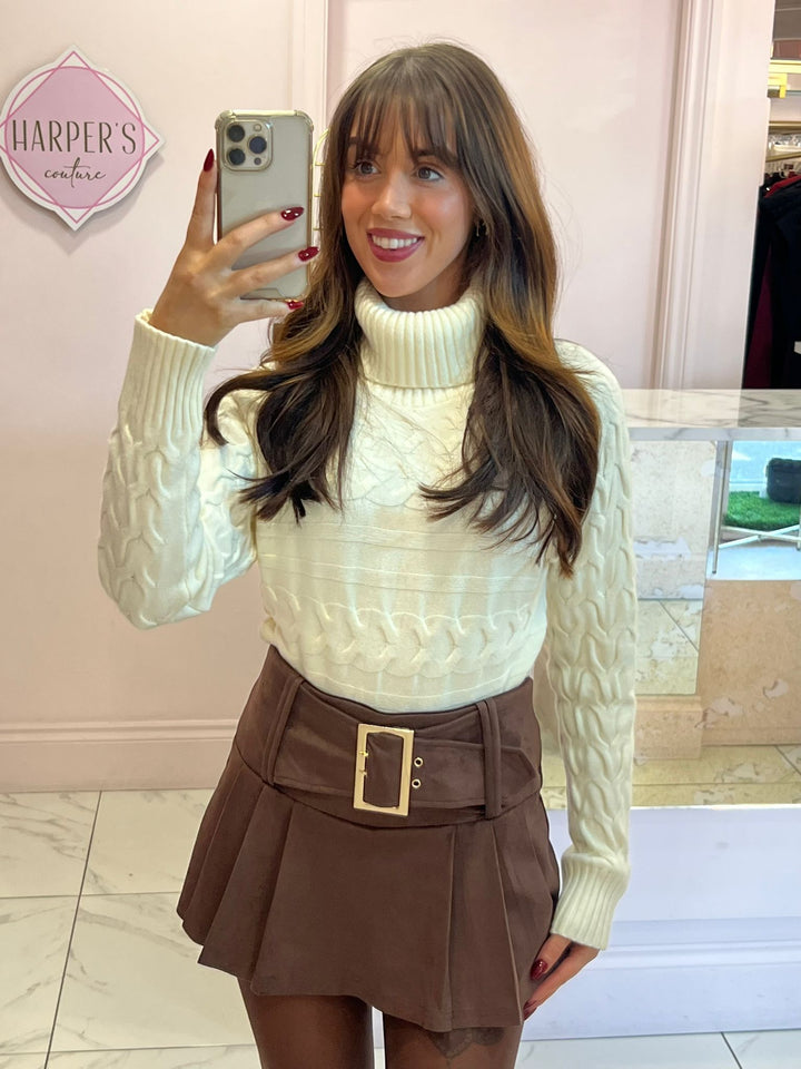 Roxy Chocolate Faux Suede Belted Skort