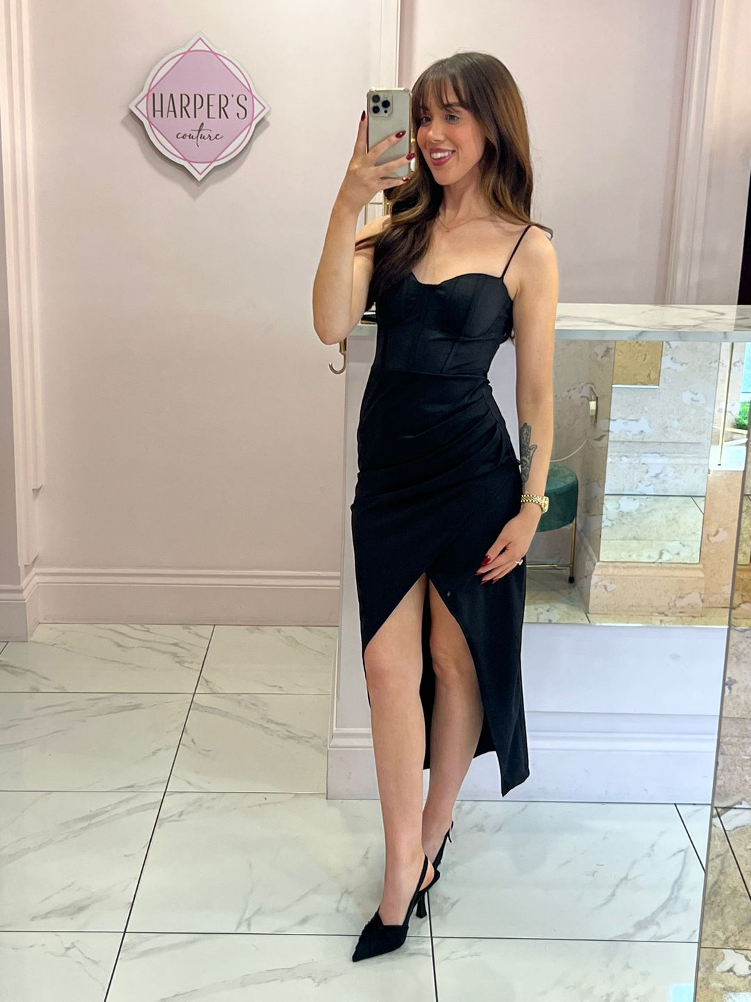Holly Black Slinky Midi Dress