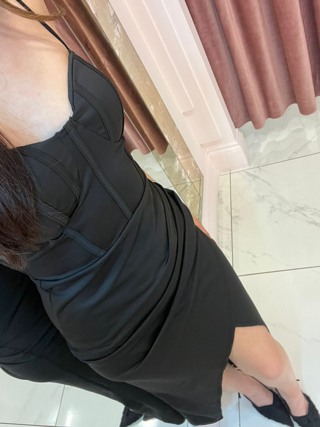 Holly Black Slinky Midi Dress