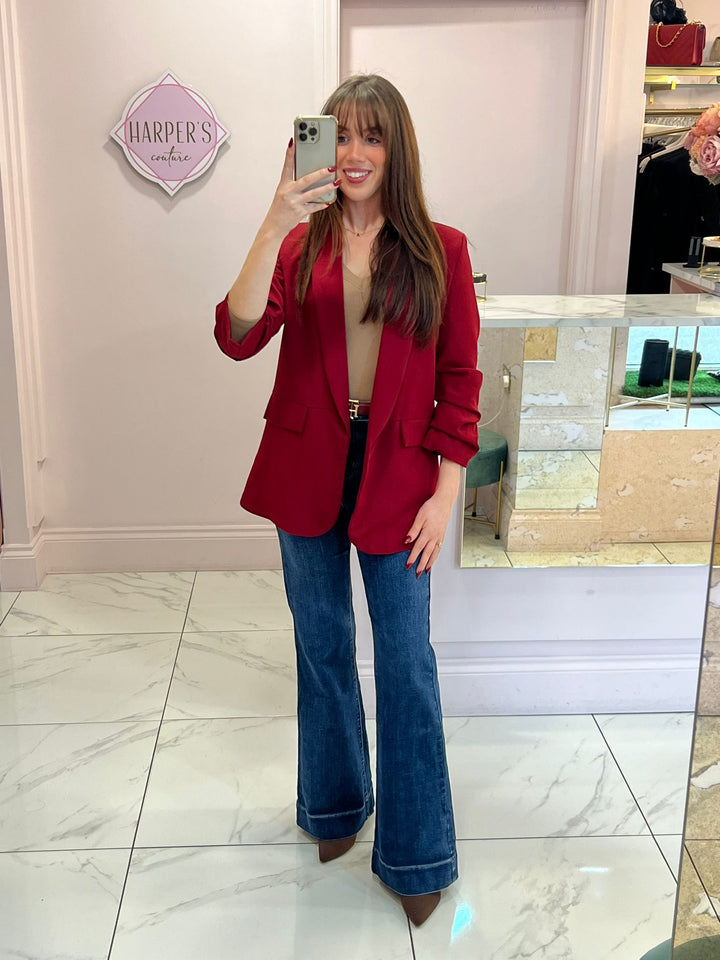 Gabby Ruched Sleeve Blazer