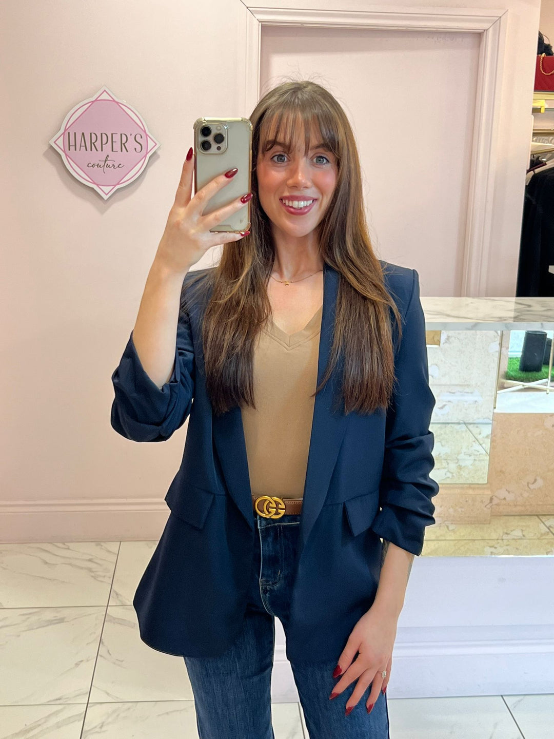 Gabby Ruched Sleeve Blazer