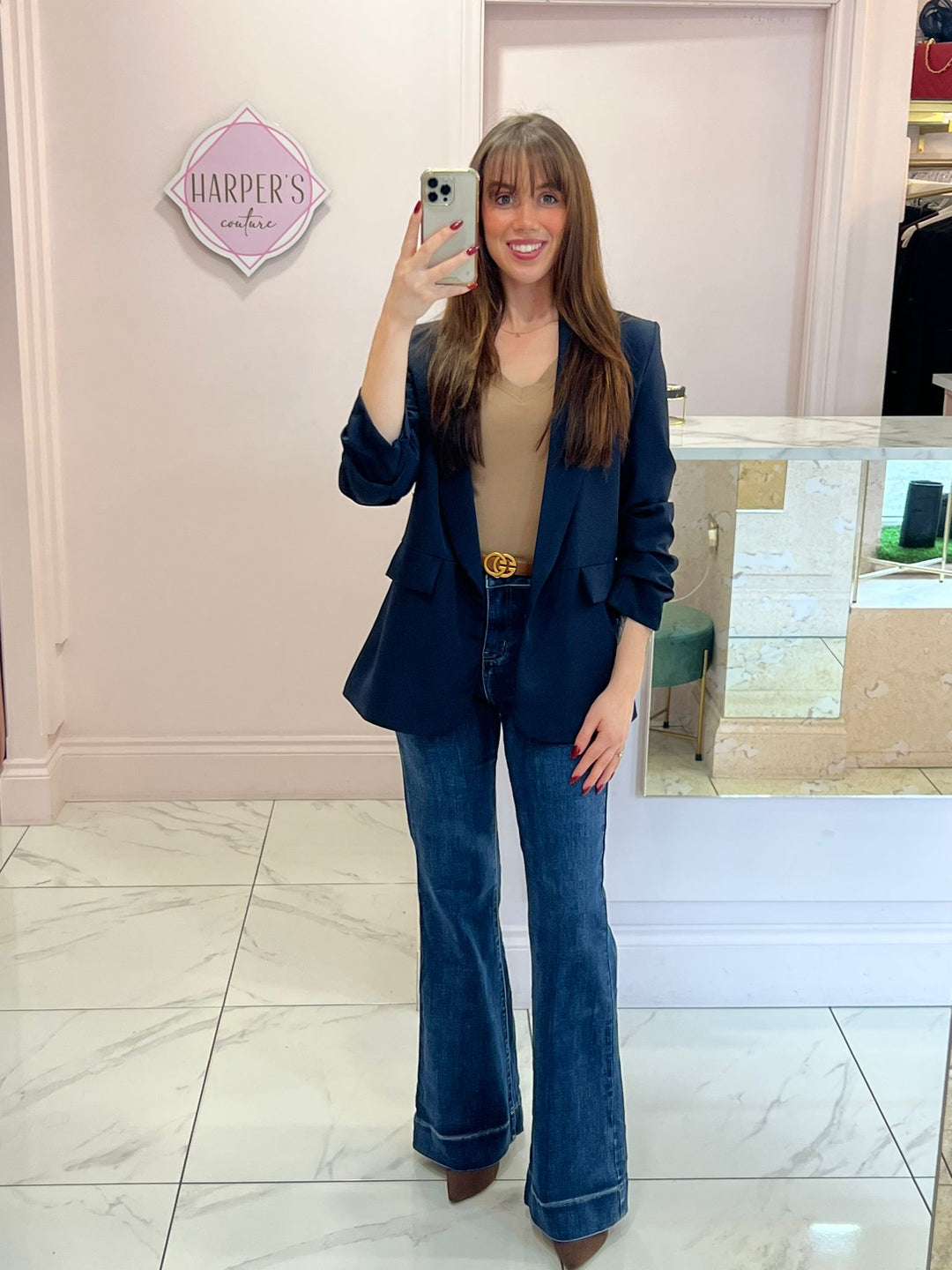 Gabby Ruched Sleeve Blazer