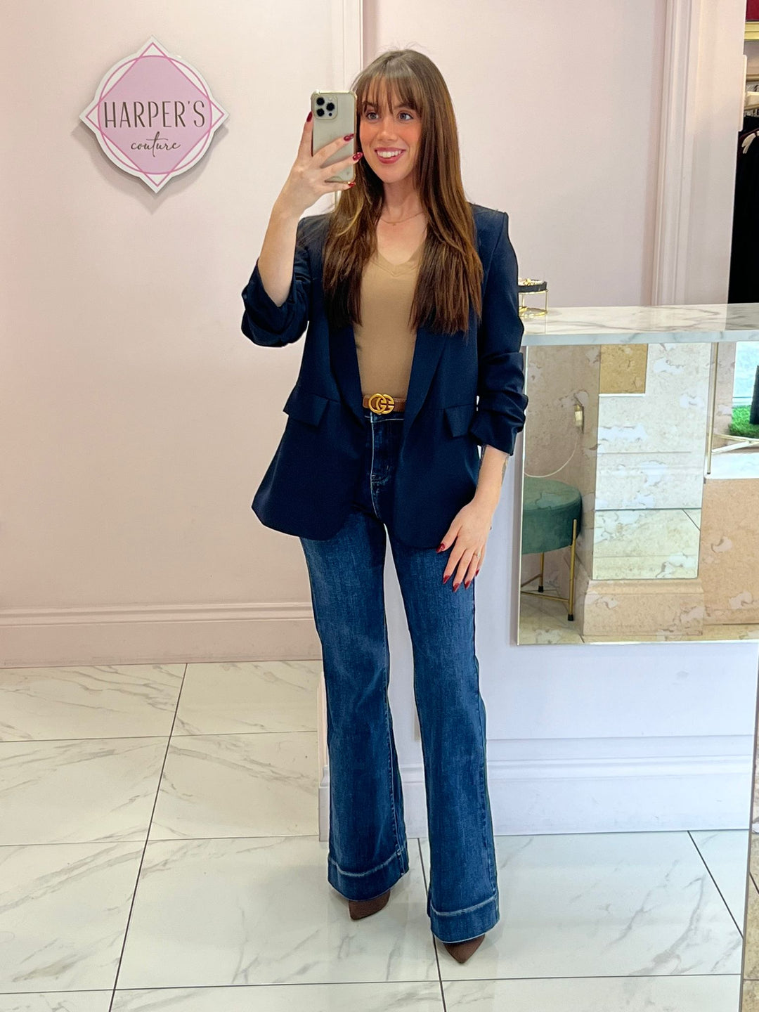 Gabby Ruched Sleeve Blazer