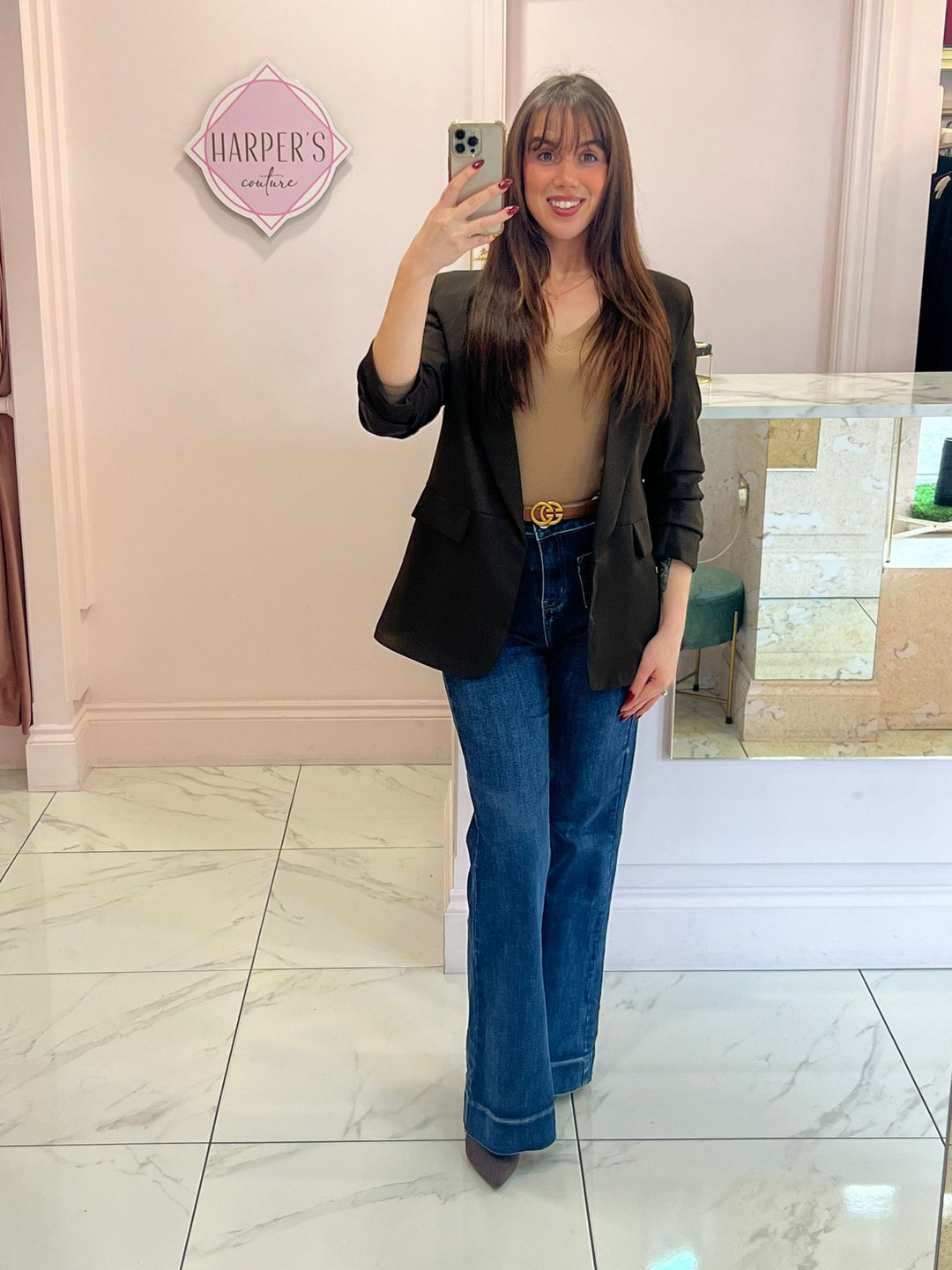 Gabby Ruched Sleeve Blazer