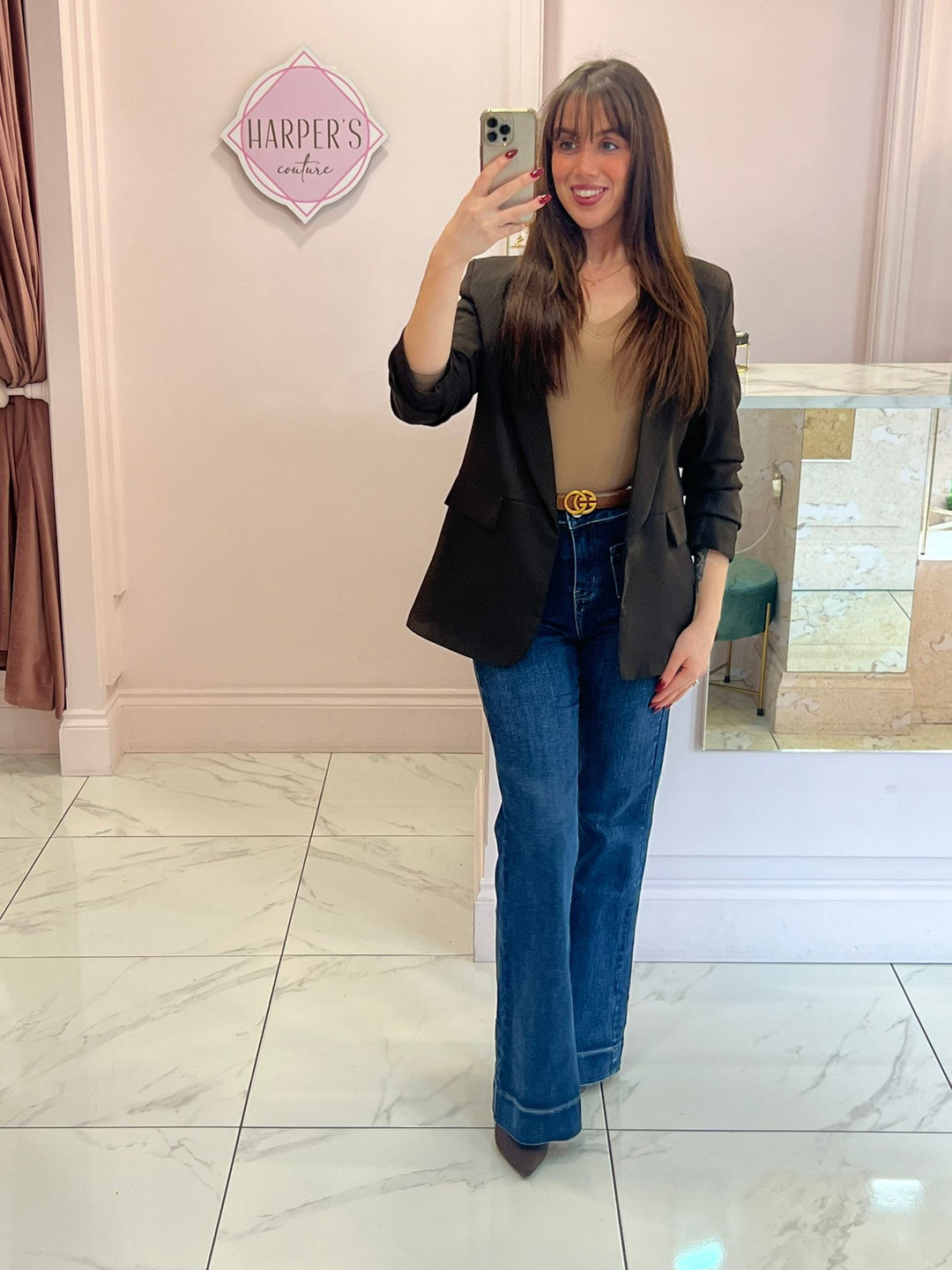 Gabby Ruched Sleeve Blazer