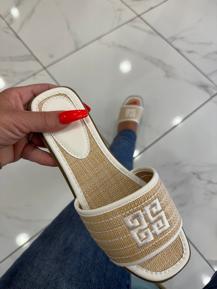 Libby Beige & White Inspired Sandal