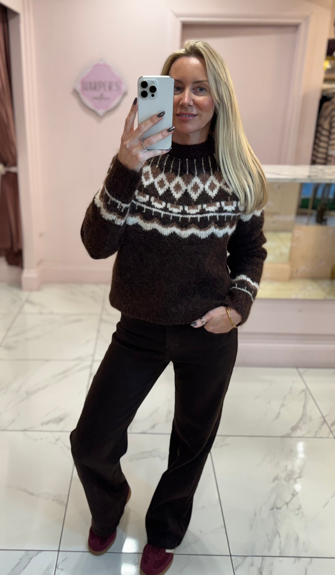 Fern Chocolate Apres Ski Knit Jumper