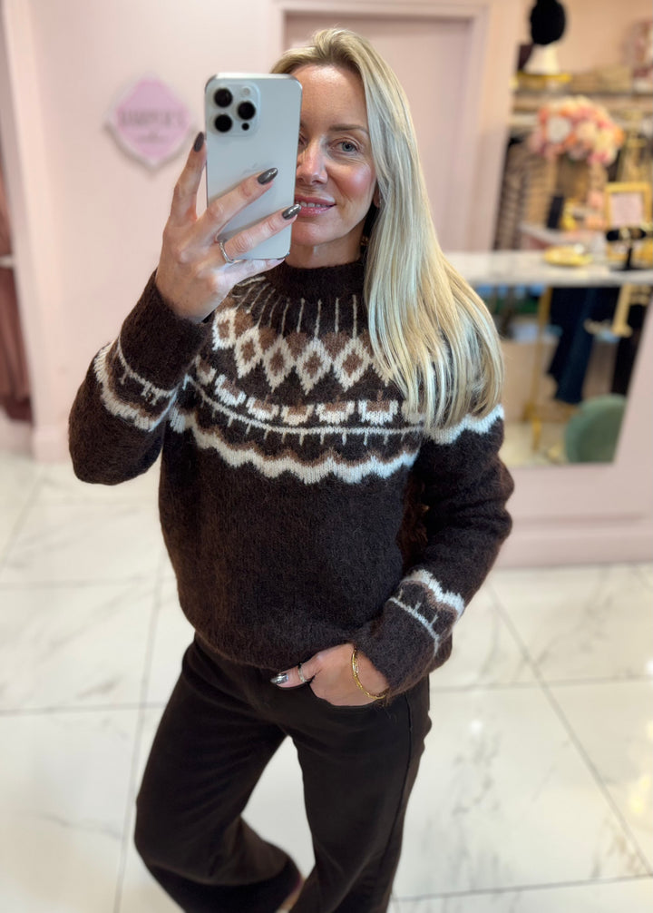 Fern Chocolate Apres Ski Knit Jumper