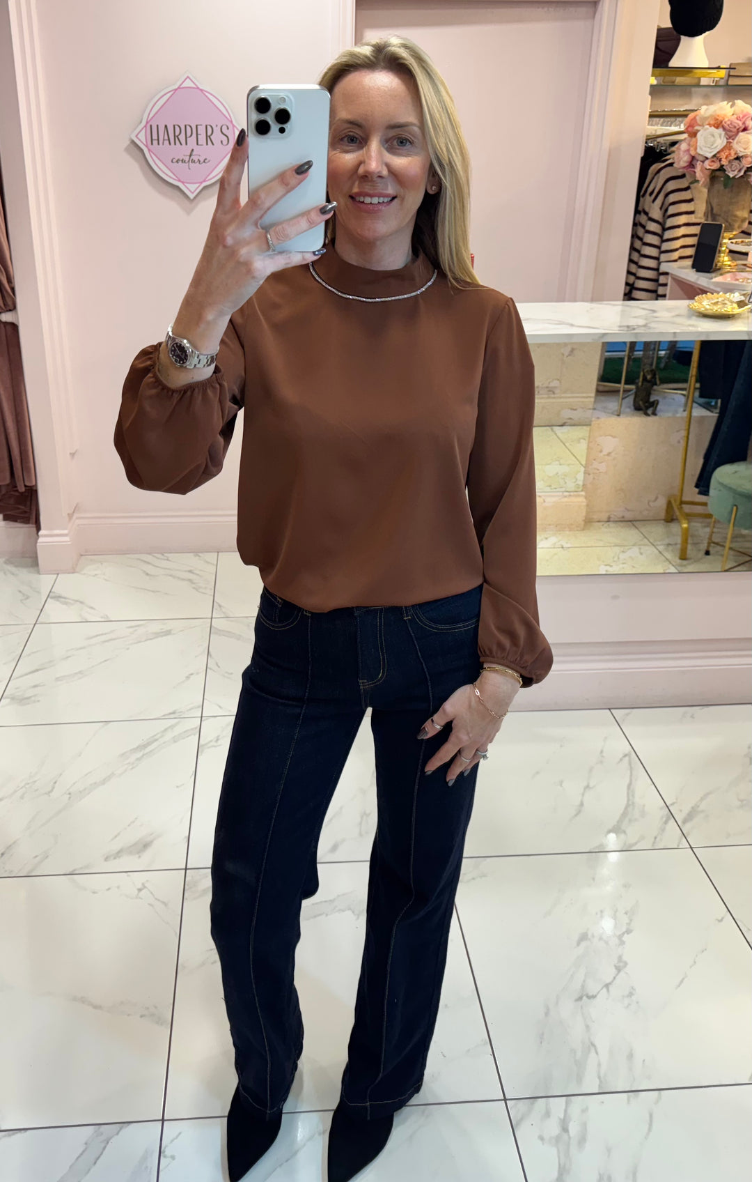 Carmel Diamanté Neck Blouse/Shirt