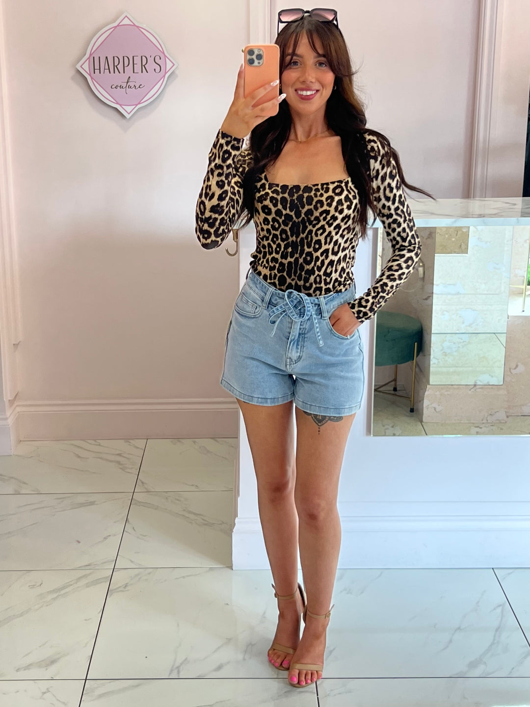 Olivia Leopard Print Long Sleeve Double Layer Top