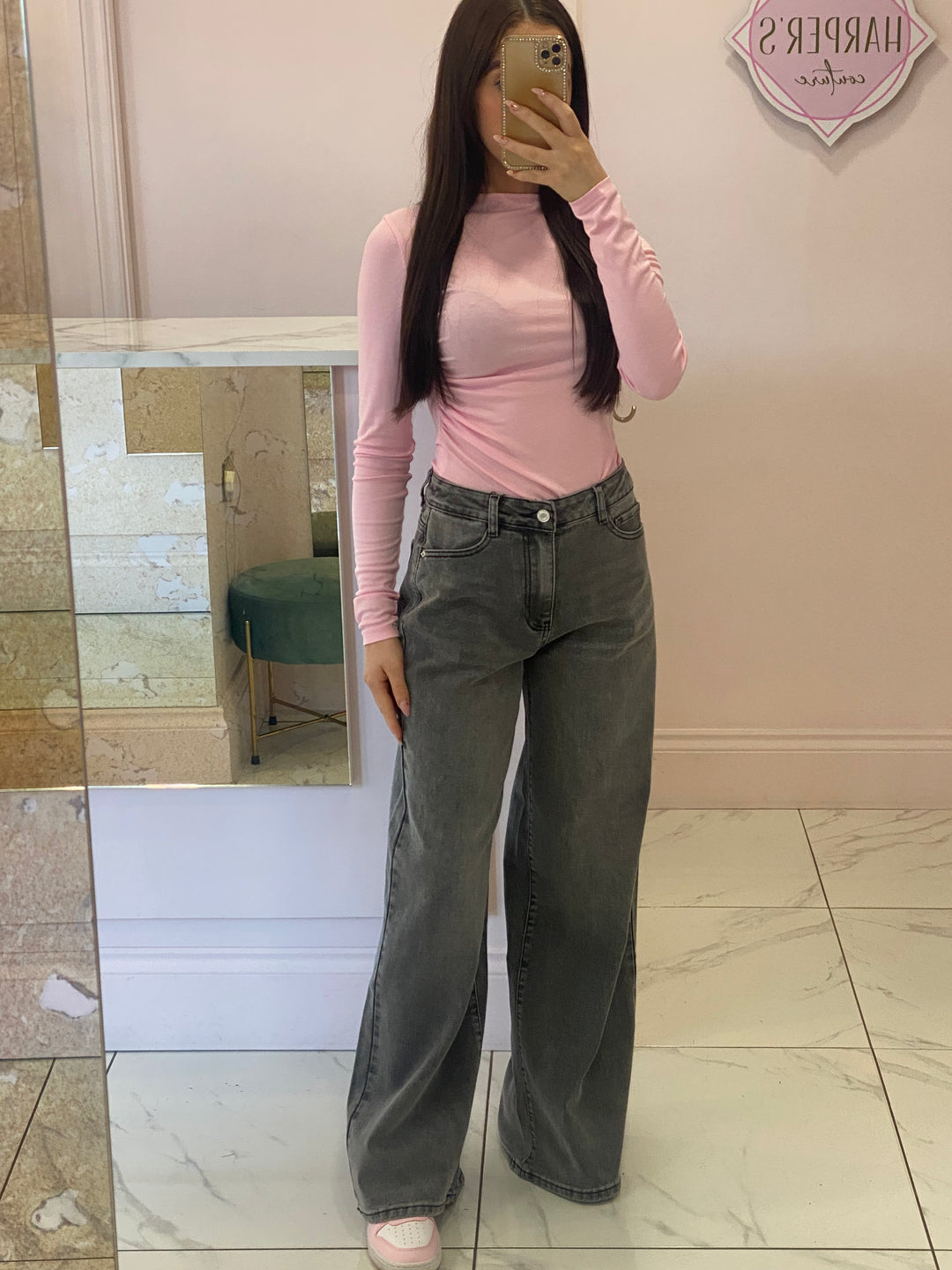Rochelle Grey Dad Fit Stretch Jeans