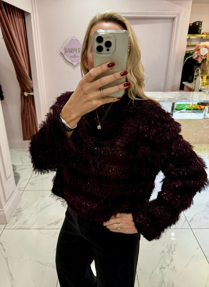 Delith Fluffy Mohair & Glitter Knit Jumper