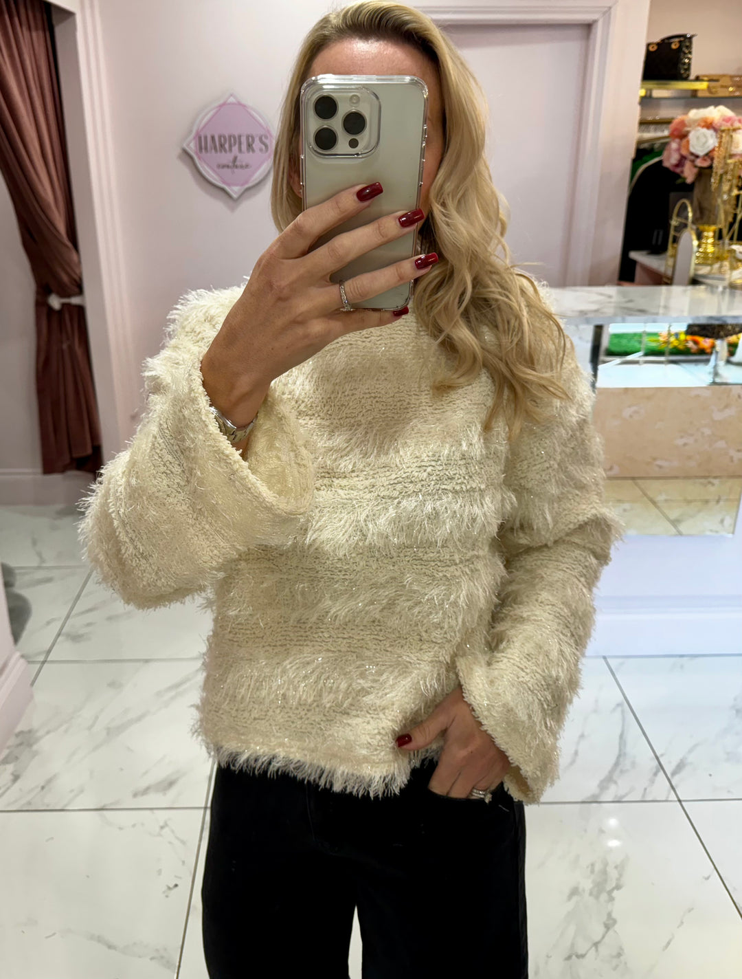 Delith Fluffy Mohair & Glitter Knit Jumper