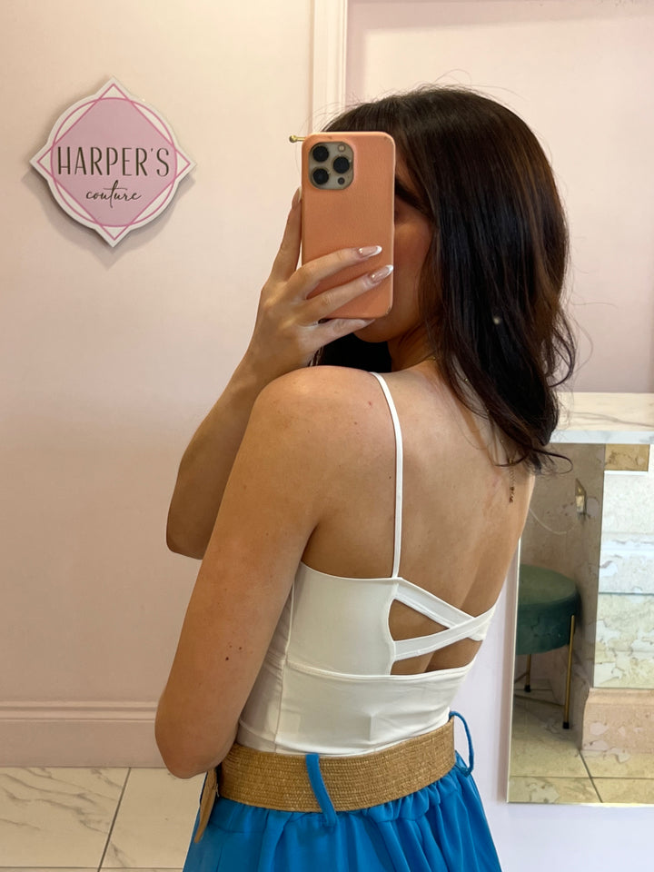 Rita Stretch Detail Vest Top With Crossover Back Straps