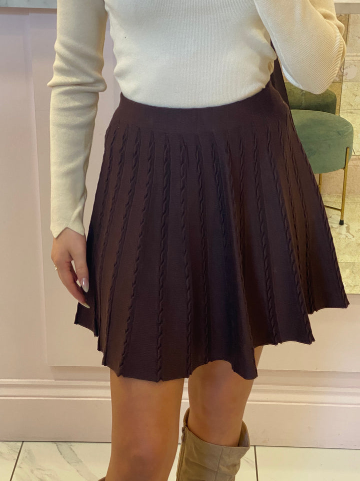 Jade Cable Knit Skater Skirt