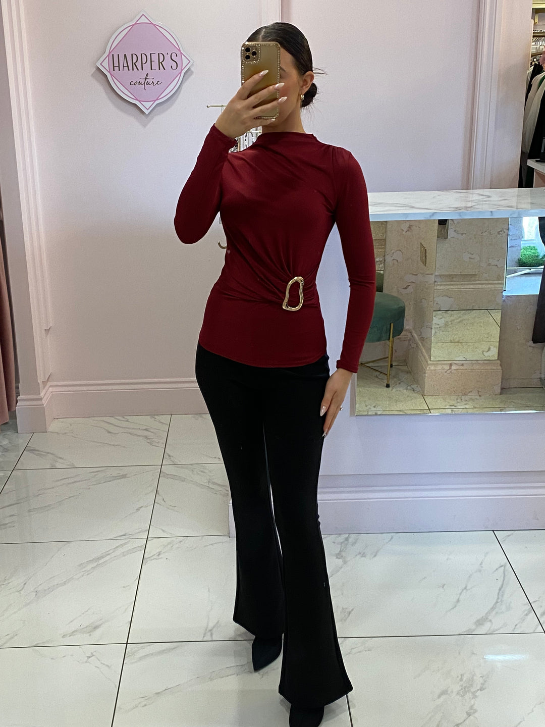 Dolce Buckle Long Sleeve Top