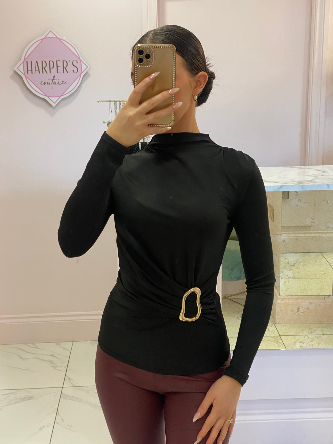 Dolce Buckle Long Sleeve Top