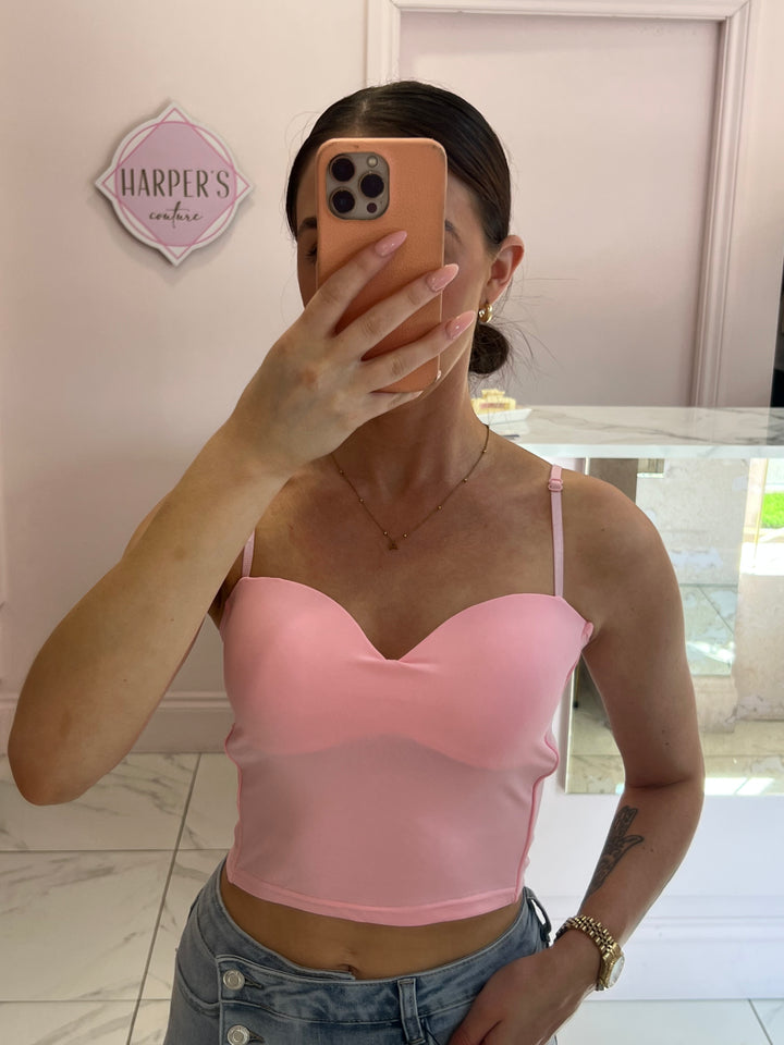 Becky Pink Stretch Detail Vest Top
