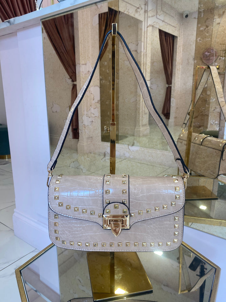 Cally Nude Stud Handle Bag
