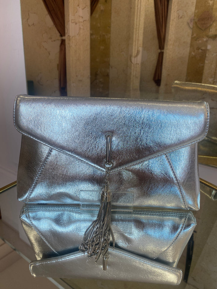 Ellie Silver Envelope Clutch Bag