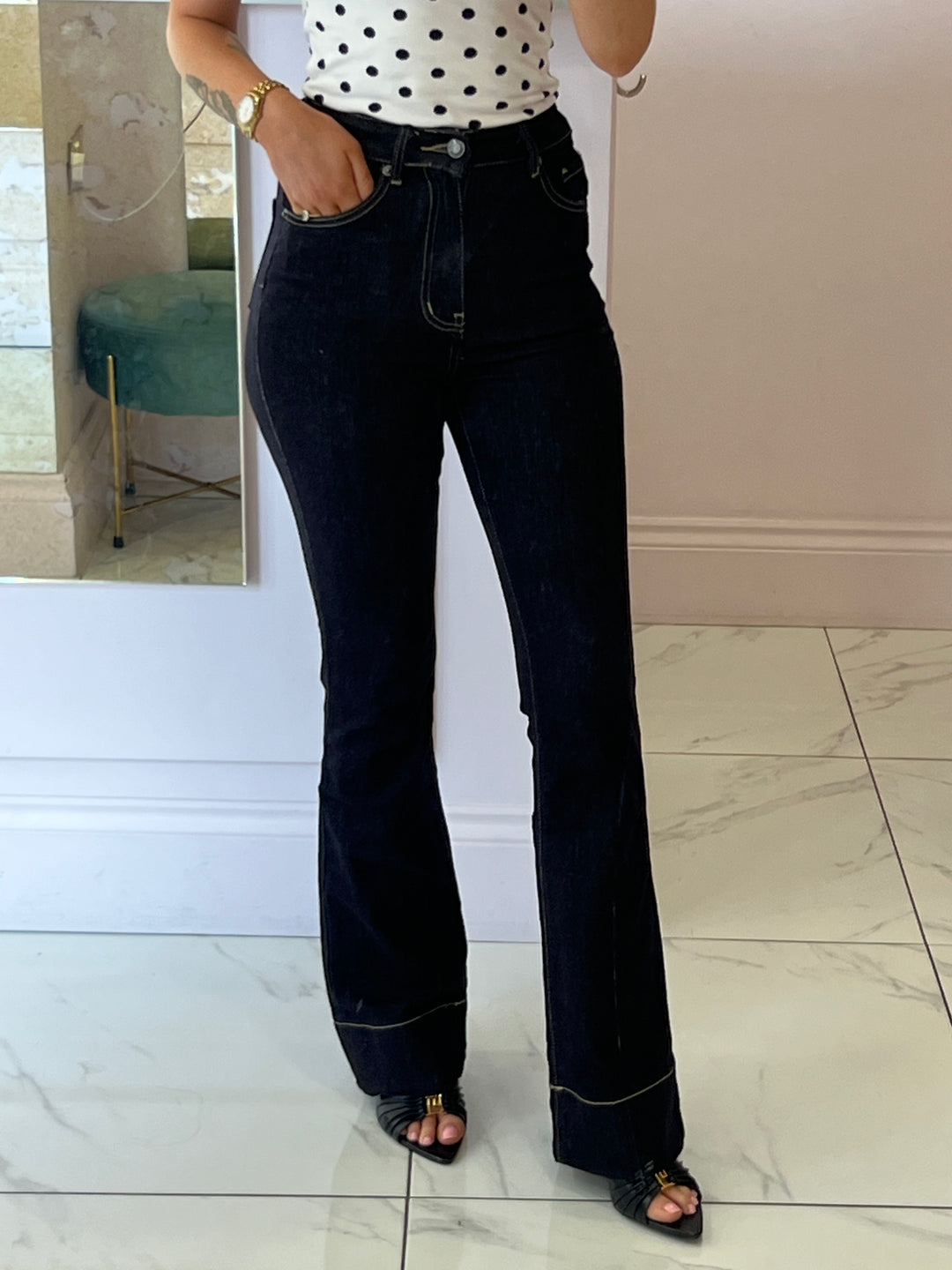 Nicola Indigo Skinny Flare Jeans