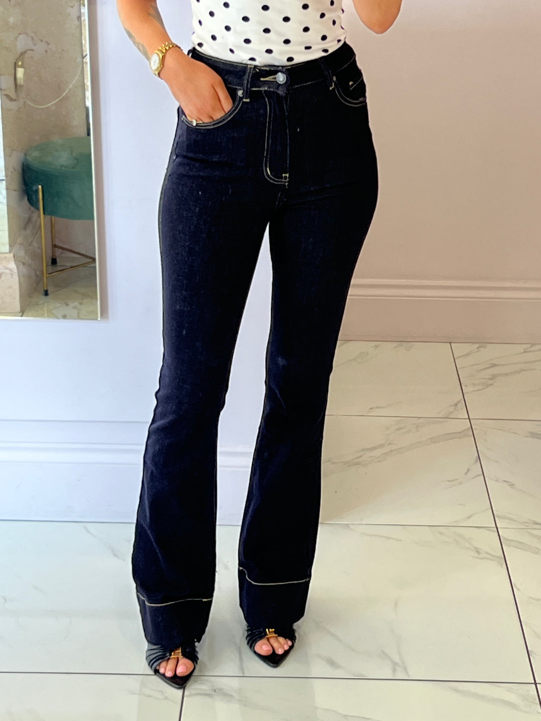 Nicola Indigo Skinny Flare Jeans