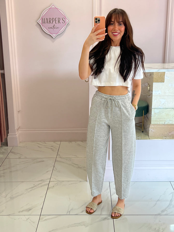 Evie Grey Super Soft Seam Front Tapered Trousers
