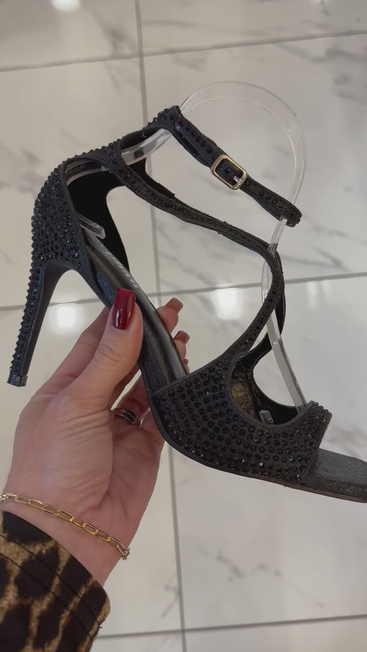Crystal Black Heeled Sandal